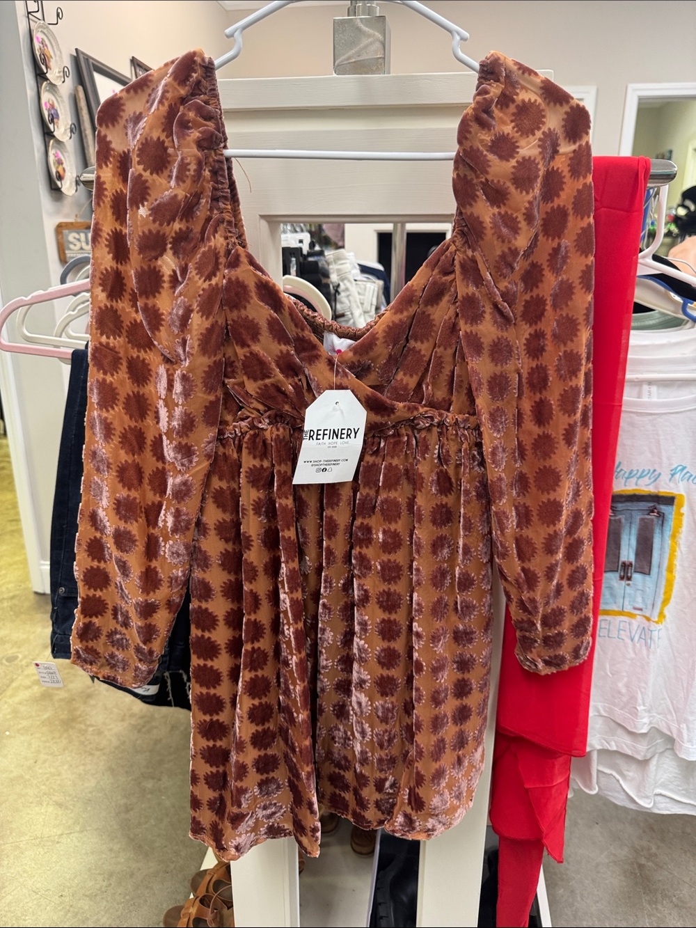 Buddy Love Rust Brown Velvet Mini Dress